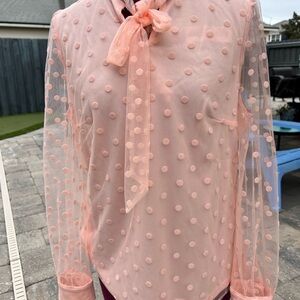 Draper James Pink Polka Dot Blouse